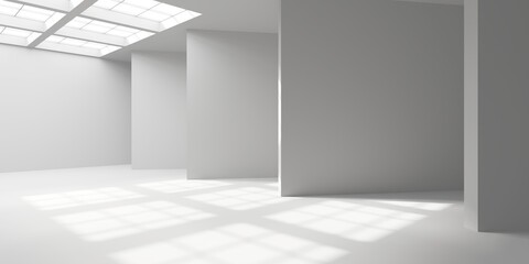 White futuristic empty room interior space. Architecture design