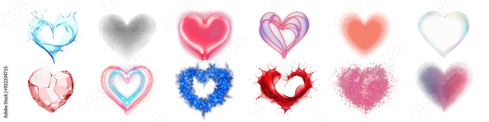 Wall mural Heart overlay effect png cut out element set