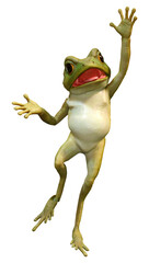 3D Rendering Cartoon Frog on White