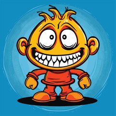 Obraz premium Cheerful emoji character with red pants and white shoes, standing confidently. 