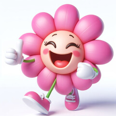 Fototapeta premium 3D funny flower cartoon. Spring, time of flowers