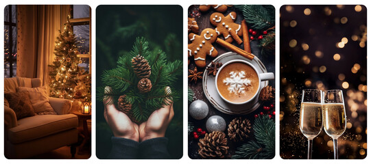 Cozy festive holiday  png mobile wallpaper element set