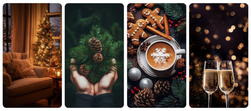 Cozy festive holiday  png mobile wallpaper element set