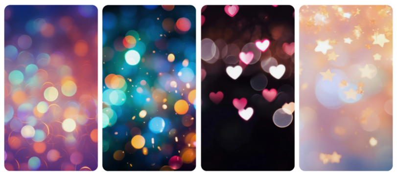 Colorful bokeh abstract  png mobile wallpaper element set