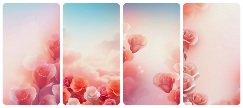 Elegant pink rose  png mobile wallpaper element set