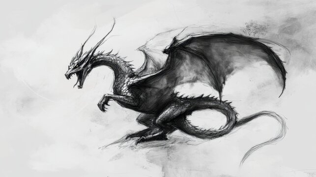 A sketch dragon drawing
