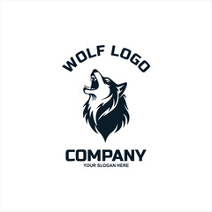 black wolf logo vector illustration, Design element for logo, poster, card, banner, emblem, t shirt. Vector illustration