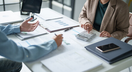 business man Auditor or internal revenue service staff checking annual financial statements company Audit  Accounting tax.