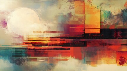 Obraz premium Abstract Geometric Composition with Warm Tones