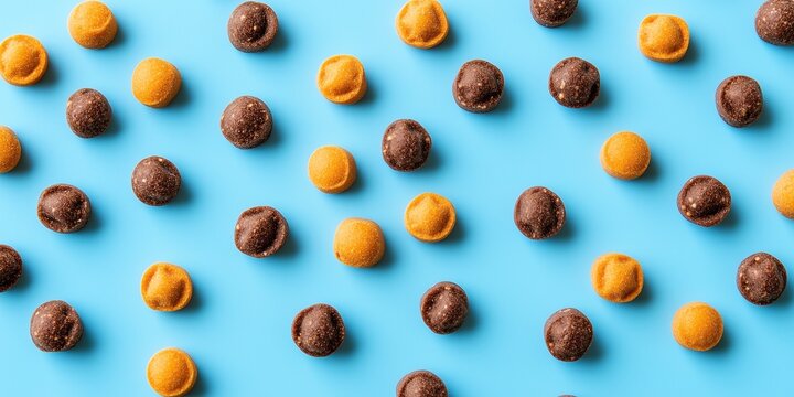 dog dry food in the pattern isolated on blue background