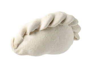 One raw dumpling (varenyk) isolated on white