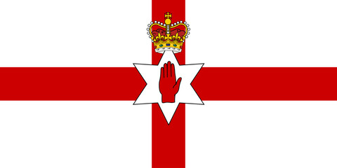 Northern Ireland flag official isolated on png or transparent background vector illustration.  