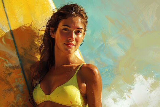 Sunlit woman with umbrella on beach, serene and vibrant