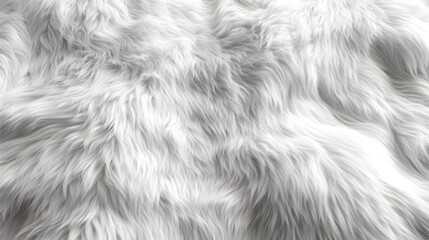 White fluffy fur texture, close-up, luxurious plush fabric, soft and cozy appearance, intricate hair details, high resolution, realistic rendering, even lighting, seamless pattern.