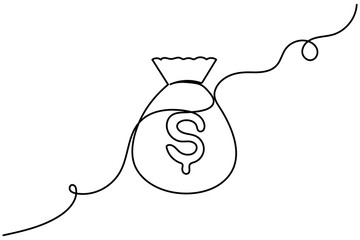 Dollar icon continuous one line drawing of dollar sign outline vector art