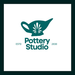 Green and White Pottery Studio Design Template