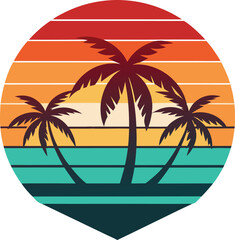 trees on the beach White background t-shirt artwork minimal sunset design
