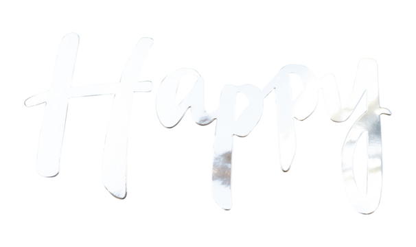 silver text happy isolated on white
