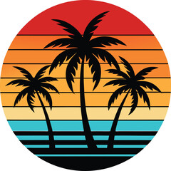 trees on the beach White background t-shirt minimal sunset design artwork
