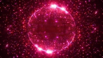 Magical red and pink glow sphere particle background. Abstract footage for concept. CGI Motion graphic theme. 4K and full HD resolution. Background for blending with other component footage and movies