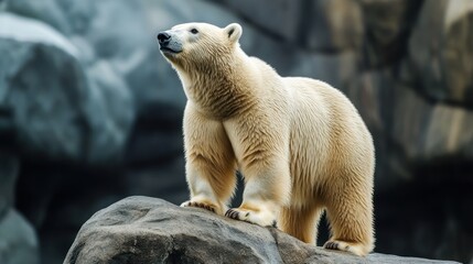 Polar Bear Standing on a Rock