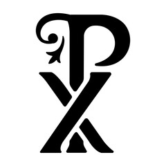 A glyph style icon of chi rho 