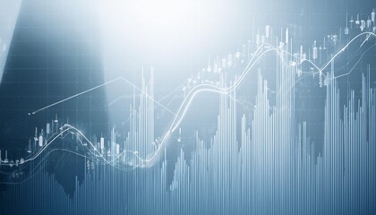 Interest rate stock market forex trading chart graph candlestick chart financial investment blue white background. Economic marketing trend and Cryptocurrency concept. Currency exchange management