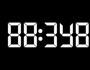 Digital countdown clock timer in one minute or 60 seconds to zero second. White text number on isolated black background. Element for overlay concept. 4K footage motion video
