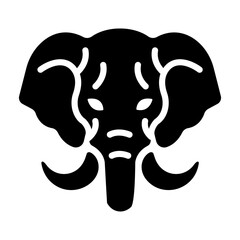 Elephant head icon in filled style 
