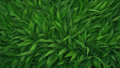 Top view of natural fresh green grassy background. Nature and wallpaper concept. 3D illustration rendering