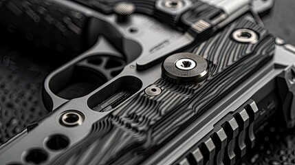 A close-up of a firearmâ€™s trigger mechanism and safety features, highlighting the craftsmanship and design of a high-quality handgun