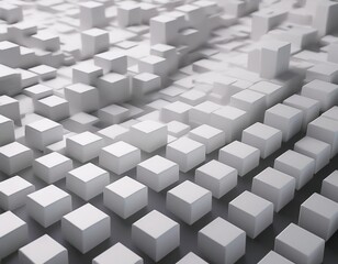 Fototapeta premium Abstract white cube block on random level surface. Minimalism concept. 3D illustration rendering. 4K motion graphic footage video. Seamless looping