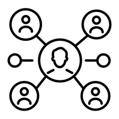 An icon of people network in line style 