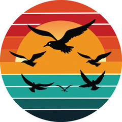 Flying bird White background t-shirt artwork design minimal sunset
