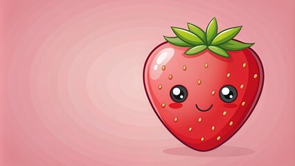 Obraz premium Clip art of a cute strawberry, strawberry, fruit, summer, colorful,cartoon, cute, sweet, red, healthy, food, fresh, organic, harvest