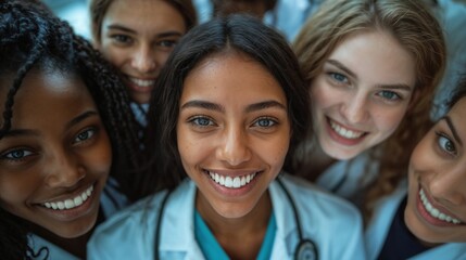 Fototapeta premium Group of Diverse Students Starting Medical Training Together