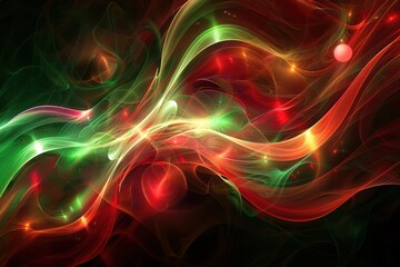 Fototapeta premium Abstract Christmas glowing background with vibrant lights, festive colors, and patterns.