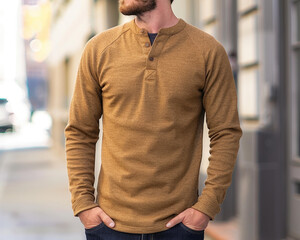 Bronze Henley shirt for everyday wear
