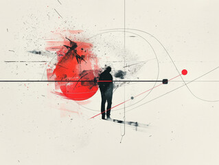 Abstract, minimal, Illustration, person in red