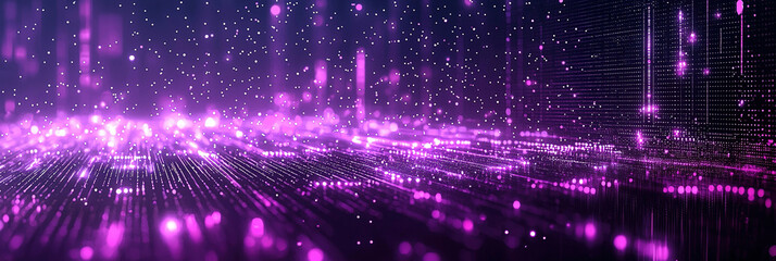 Obraz premium Abstract purple pixelated TV screen background with futuristic neon gradient elements