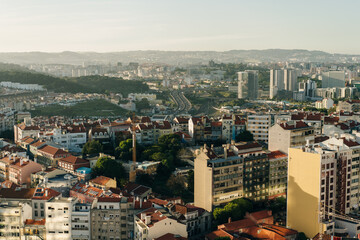 Lisbon, Portugal, with binocular binocular from Amoreiras 360 panoramic terrace