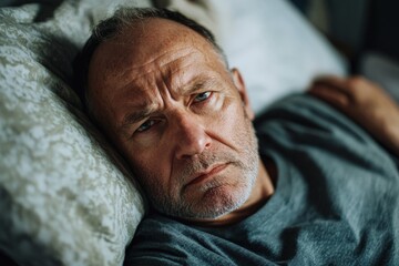 Peaceful image of an individual lying in bed under a cozy blanket, evoking a sense of relaxation, comfort, and tranquility within a serene bedroom ambiance.