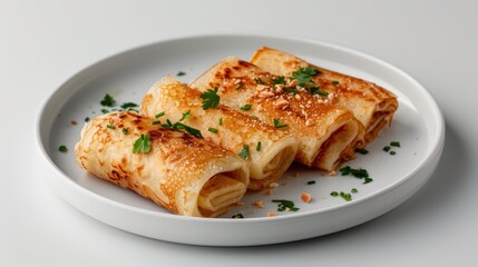 Sweet and Savory Delight - Khanom Krok, Traditional Thai Coconut Pancakes on White Background for Foods Magazine, Studio Shot