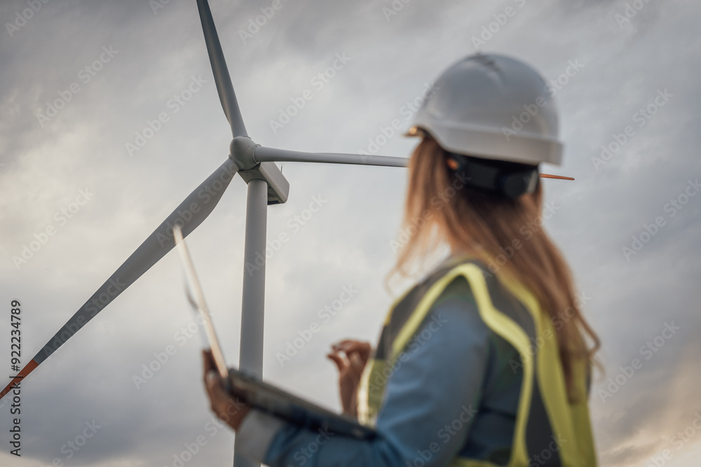 Poster An Engineer is thoroughly Evaluating the Performance of Wind Turbines within the broader context of a Sustainable Renewable Energy Landscape, contributing to advancements in renewable technology