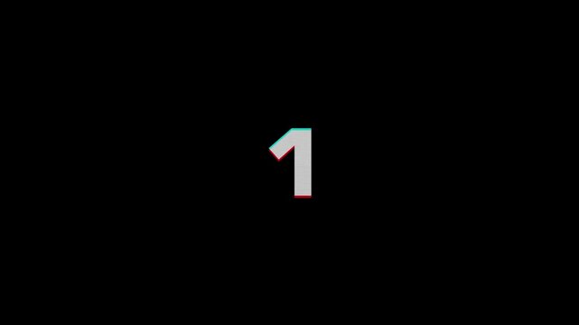 Glitch interference countdown numbers from 5 to 1 new dynamic holiday retro joyful colorful vintage video footage