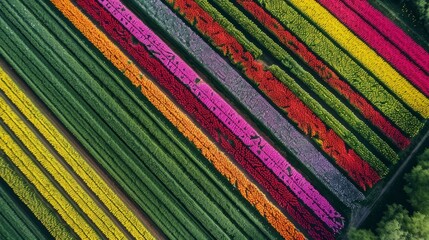 Top view of beautiful, colorful flowers