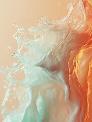 Fototapeta premium Abstract Fluid Splash in Soft Pastel Hues of Orange and Teal with Dynamic Motion