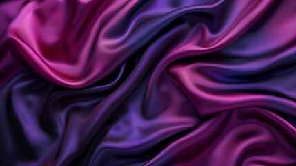 Fototapeta premium Purple silk satin background. Copy space for text or product. Wavy soft folds on shiny fabric. Luxurious purple background. Christmas, Anniversary, Black Friday. Web banner.