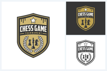 Chess logo sport design template, chess sport emblem vector, chess tournament logo badge design vector illustration