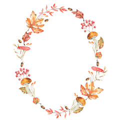 Watercolor Fall Autumn Frame Graphic for Wedding birthday and prints
